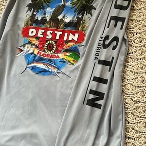 Destin Florida Gray long sleeve Outdoor Fishing shirt size 2XL